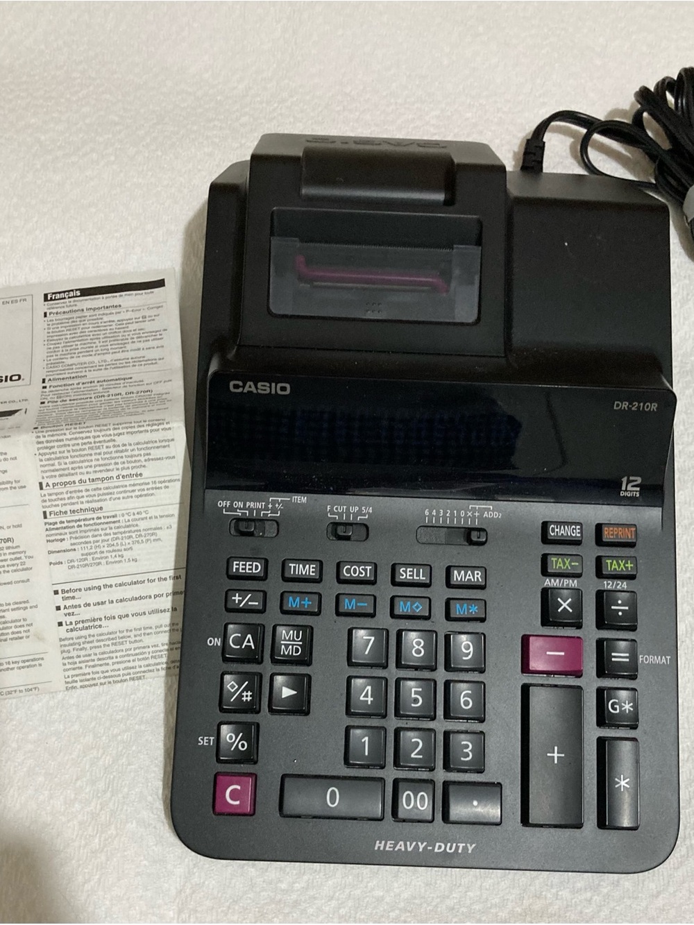 Casio Printing Calculator in Black DR210R 10 key